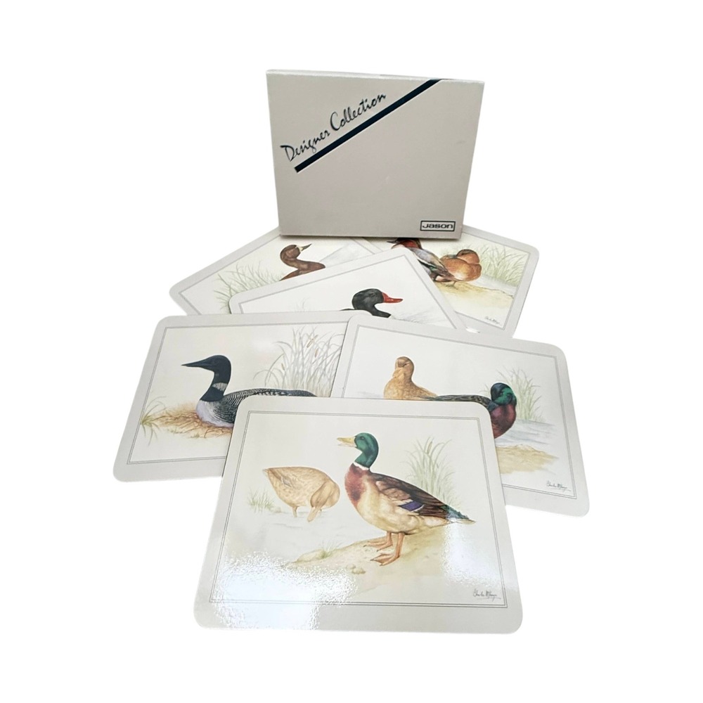 Jason Designer Collection Placemats Charles McKenzie Duck Art Set 6 Cork Backed
